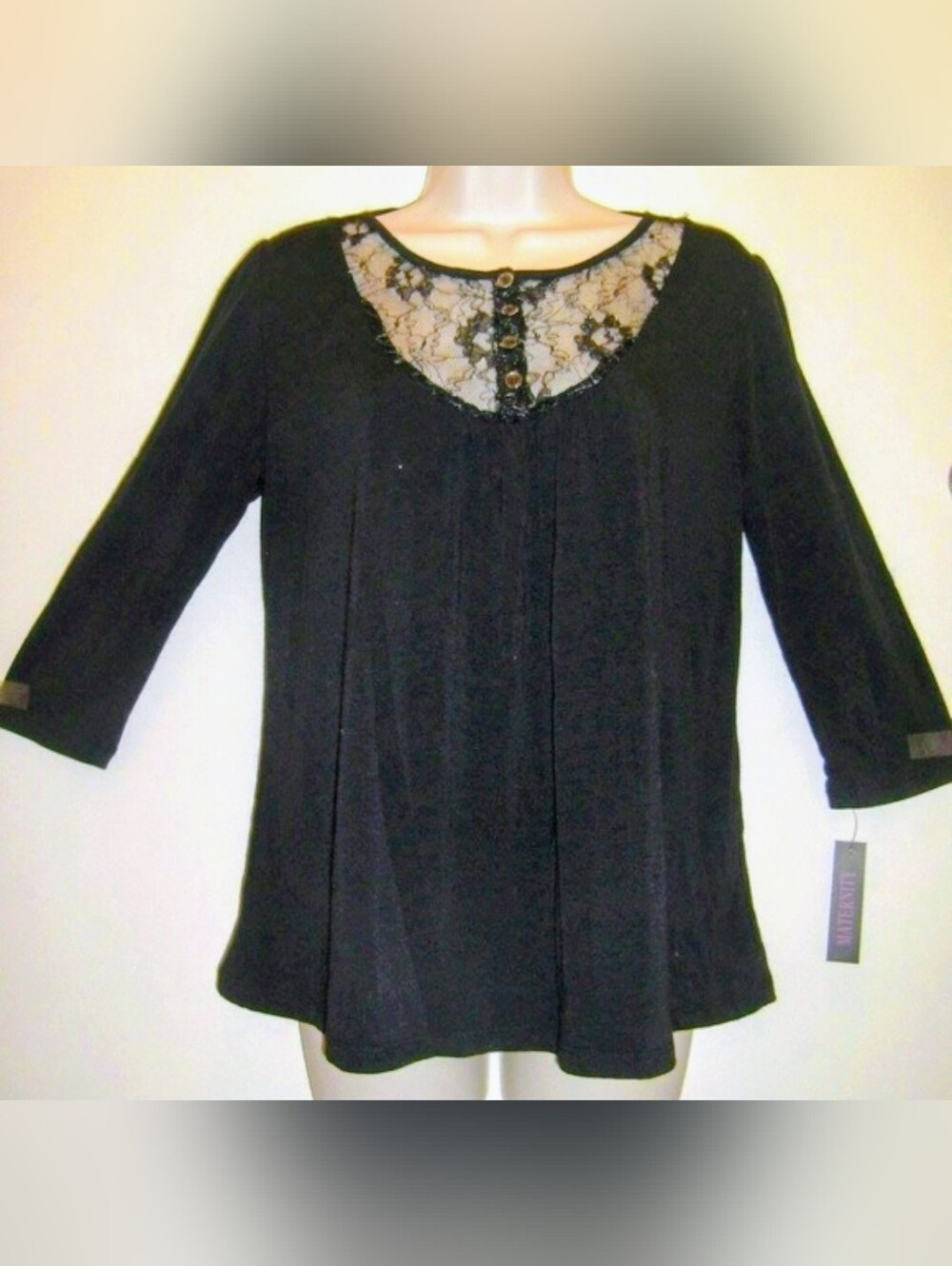 Vintage Rare Lace Top Soft Comfy Button Upper Front Maternity Top Shirt